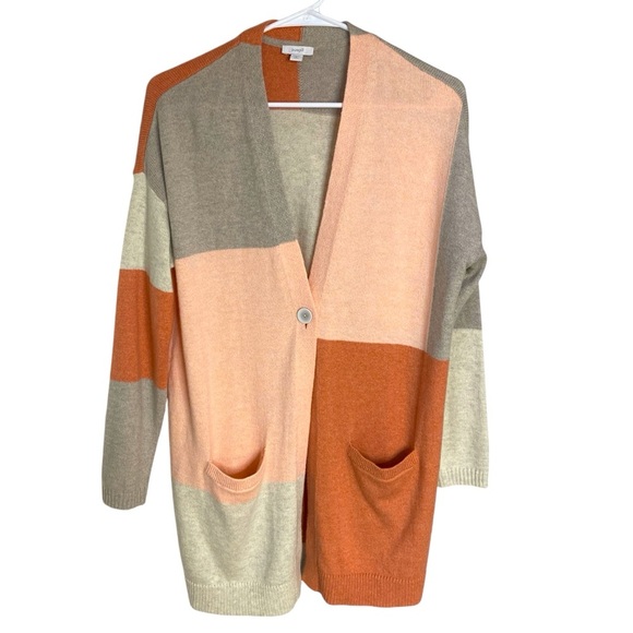 J.Jill Pure Jill Women's V-Neck Colorblock Cardigan Size Small Petite Oversized - Picture 2 of 12